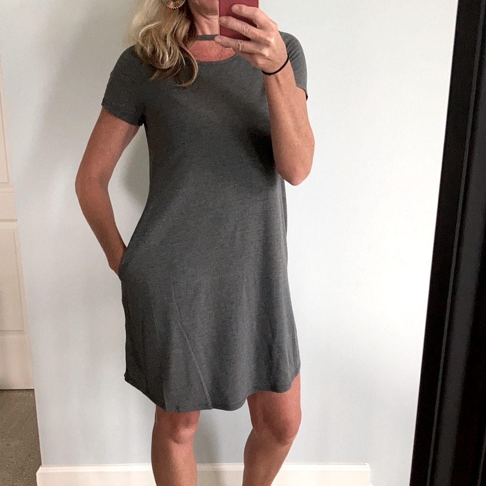 Grey Cutout Detail Shift Dress - Picture 3 of 14